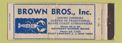 Matchbook Cover - Brown Bros Point Lookout LI NY WORN Full Length
