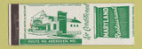 Matchbook Cover - Maryland Restaurant Aberdeen MD WEAR