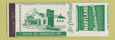 Matchbook Cover - Maryland Restaurant Aberdeen MD WEAR