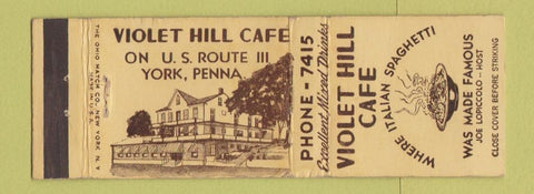 Matchbook Cover - Violet Hill Cafe Italian York PA WEAR