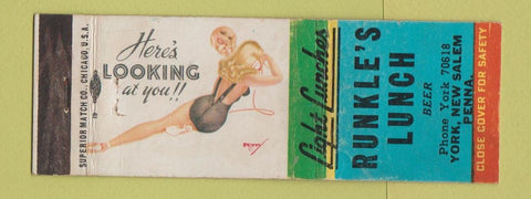Matchbook Cover - Runkle's Restaurant York New Salem PA pinup #2