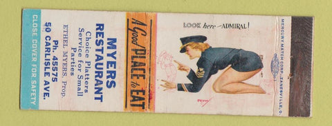 Matchbook Cover - Myers Restaurant  pinup WORN