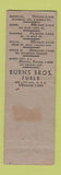 Matchbook Cover Burns Bros Coal New York City Lion Canada 1929 WEAR Full Length