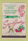 Matchbook Cover - Dellmar's Restaurant Hanover MA Christmas WORN 40 Strike