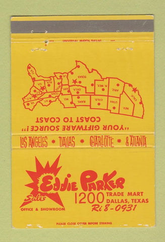 Matchbook Cover - Eddie Parker  Sales Dallas TX  40 Strike
