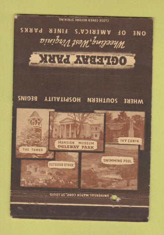 Matchbook Cover - Oglebay Park Wheeling WV Chas Sledd Dist 40 Strike