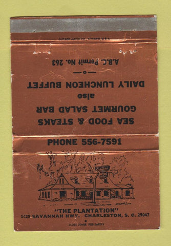 Matchbook Cover - The Plantation Charleston SC WEAR 40 Strike