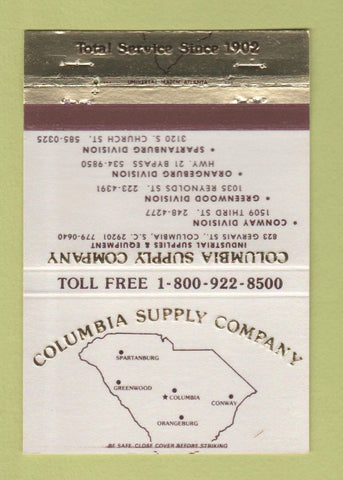 Matchbook Cover - Columbia Supply SC Industrial Orangeburg Conway 40 Strike