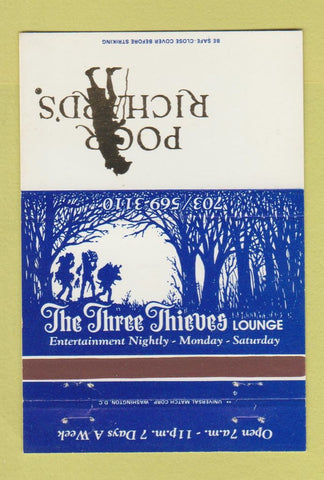 Matchbook Cover - Poor Richards' Three Thieves Springfield VA 40 Strike