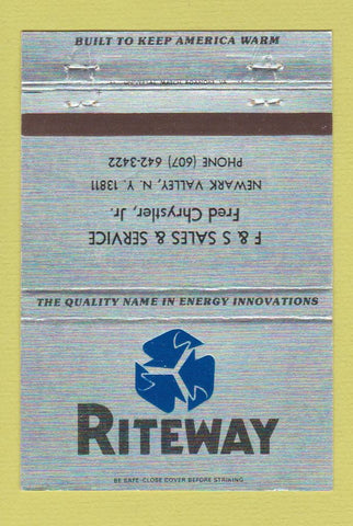 Matchbook Cover - Riteway Heating? Fred Chrystler Newark Valley NY 40 Strike