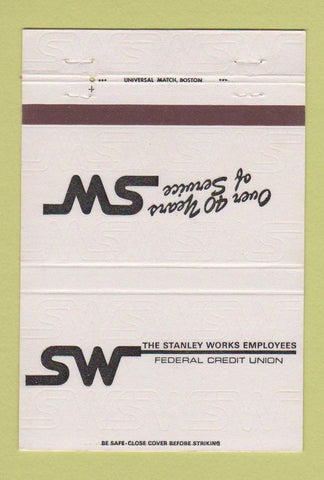 Matchbook Cover - Stanley Works Credit Union New Britain CT 40 Strike