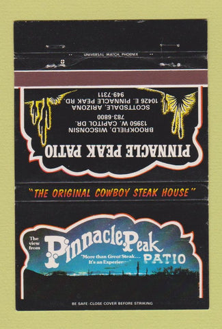 Matchbook Cover - Pinnacle Peak Patio Brookfield WI Scottsdale AZ 40 Strike