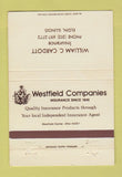 Matchbook Cover - Westfield Insurance William Cardott Elgin IL WEAR 40 Strike