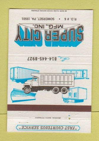 Matchbook Cover - Super City semi truck trailers Somerset PA 40 Strike