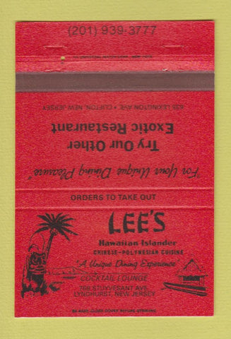 Matchbook Cover - Lee's Hawaiian Islander Lyndhurst NJ Tiki 40 Strike