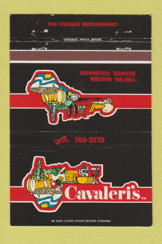Matchbook Cover - Cavaleri's Italian Restaurant Denver Colorado 40 Strike