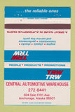 Matchbook Cover - Central Automotive Warehouse Anchorage AK parts 40 Strike