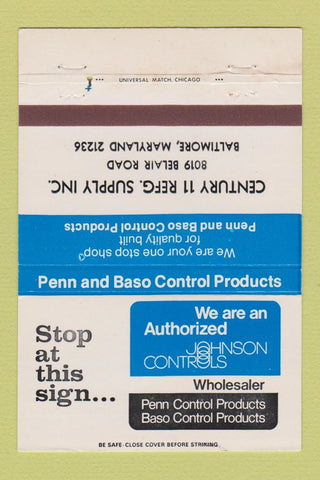 Matchbook Cover - Century 11 Refrigeration Supply Baltimore MD 40 Strike