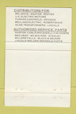 Matchbook Cover - Roland Electrical Baltimore MD trains 40 Strike