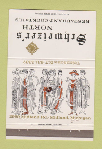 Matchbook Cover - Schweizer's Restaurant Mdiland MI girlie 40 Strike
