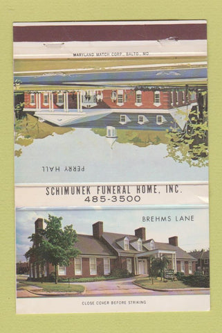Matchbook Cover - Schimunek Funeral Home WEAR 40 Strike