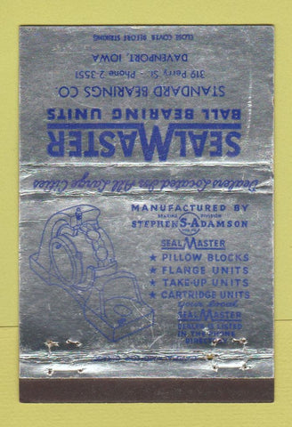 Matchbook Cover - Seal Master Ball Bearings Davenport IA WEAR 40 Strike