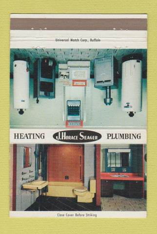 Matchbook Cover - Horace Seager Heating Plumbing Niagara Falls NY 40 Strike
