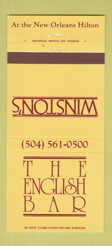 Matchbook Cover - Winston's English Bar New Orleans LA Hilton 30 Strike