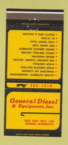 Matchbook Cover - General Diesel Equipment Hibbing MN 30 Strike