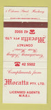 Matchbook Cover - Mocatta Hackney UK England 30 Strike