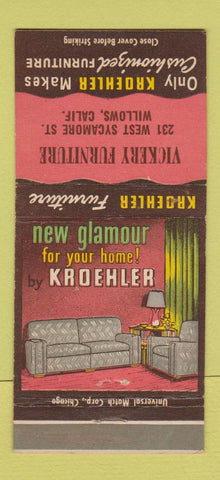 Matchbook Cover - Kroehler Furniture Vickery Willows CA 30 Strike