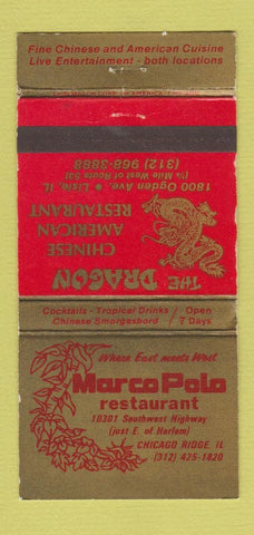 Matchbook Cover - Marco Polo Restaurant Chinese Lisle IL WEAR 30 Strike