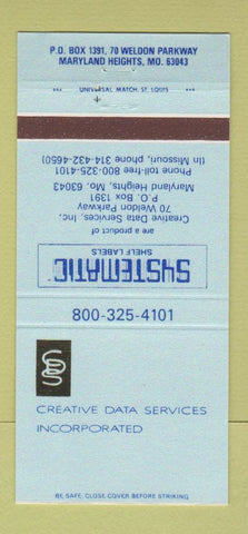 Matchbook Cover - Systematic Shelf Labels Maryland Heights MO 30 Strike
