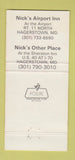 Matchbook Cover - Airport Inn Sheraton Hagerstown MD 30 Strike