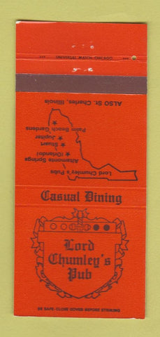 Matchbook Cover - Lord Chumley's Pub Orlando Stuart Jupiter FL 30 Strike