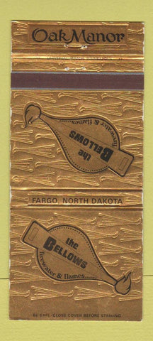 Matchbook Cover - The Bellows Oak Manor Fargo ND 30 Strike