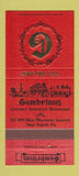Matchbook Cover - Gambrinus German Restaurant New Tripoli PA 30 Strike