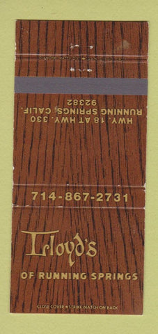 Matchbook Cover - Lloyd's Running Springs CA 30 Strike