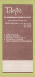 Matchbook Cover - Lloyd's Running Springs CA 30 Strike