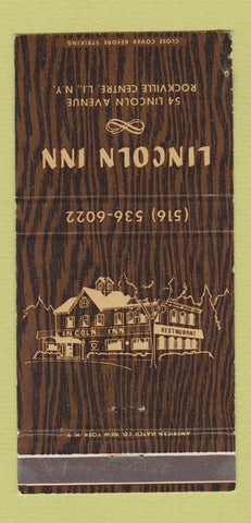 Matchbook Cover - Lincoln Inn Rockville Centre LI NY WEAR 30 Strike