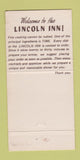 Matchbook Cover - Lincoln Inn Rockville Centre LI NY WEAR 30 Strike