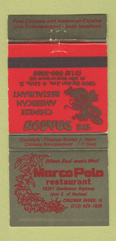 Matchbook Cover - Marco Polo Restaurant Chinese Lisle IL 30 Strike
