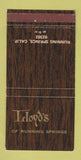 Matchbook Cover - Lloyd's Running Springs CA 30 Strike