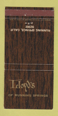 Matchbook Cover - Lloyd's Running Springs CA 30 Strike