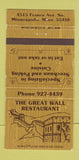 Matchbook Cover - Great Wall Restaurant Chinese Minneapolis MN 30 Strike