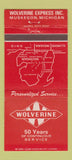 Matchbook Cover - Wolverine Trucking Muskegon MI 30 Strike