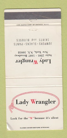 Matchbook Cover - Lady Wrangler Clothes Women's New York City WEAR 30 Strike