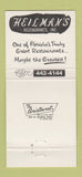 Matchbook Cover - Bob Heilman's Beachcomber Clearwater Beach FL 30 Strike