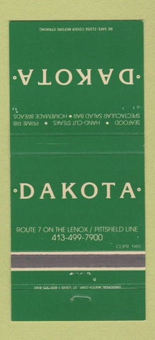 Matchbook Cover - Dakota Restaurant Pittsfield Lenox MA 30 Strike