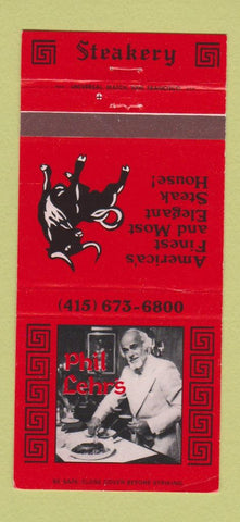 Matchbook Cover - Steakery Phil Lehr's San Francisco CA 30 Strike